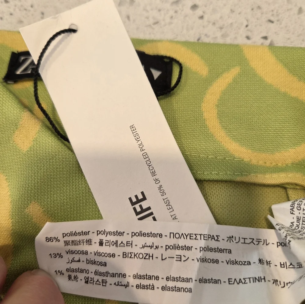 Zara Lime Green & Yellow Retro 70's Style Flared Jacquared Knit Pants NEW - Picture 7 of 9